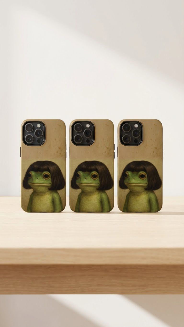 1 Style Frog with Haircut Inspire custom Trendy Phone Case Collection for iPhone 17-11, Samsung S25-S21