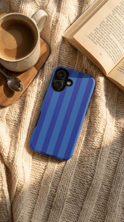 1 Style Blue Stripes Inspire custom Trendy Phone Case Collection for iPhone 17-11, Samsung S25-S21