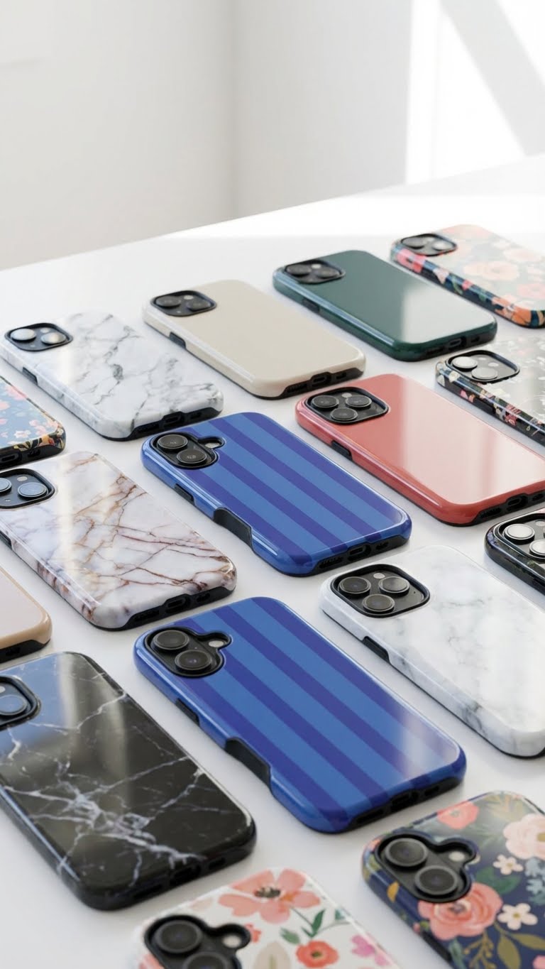 1 Style Blue Stripes Inspire custom Trendy Phone Case Collection for iPhone 17-11, Samsung S25-S21