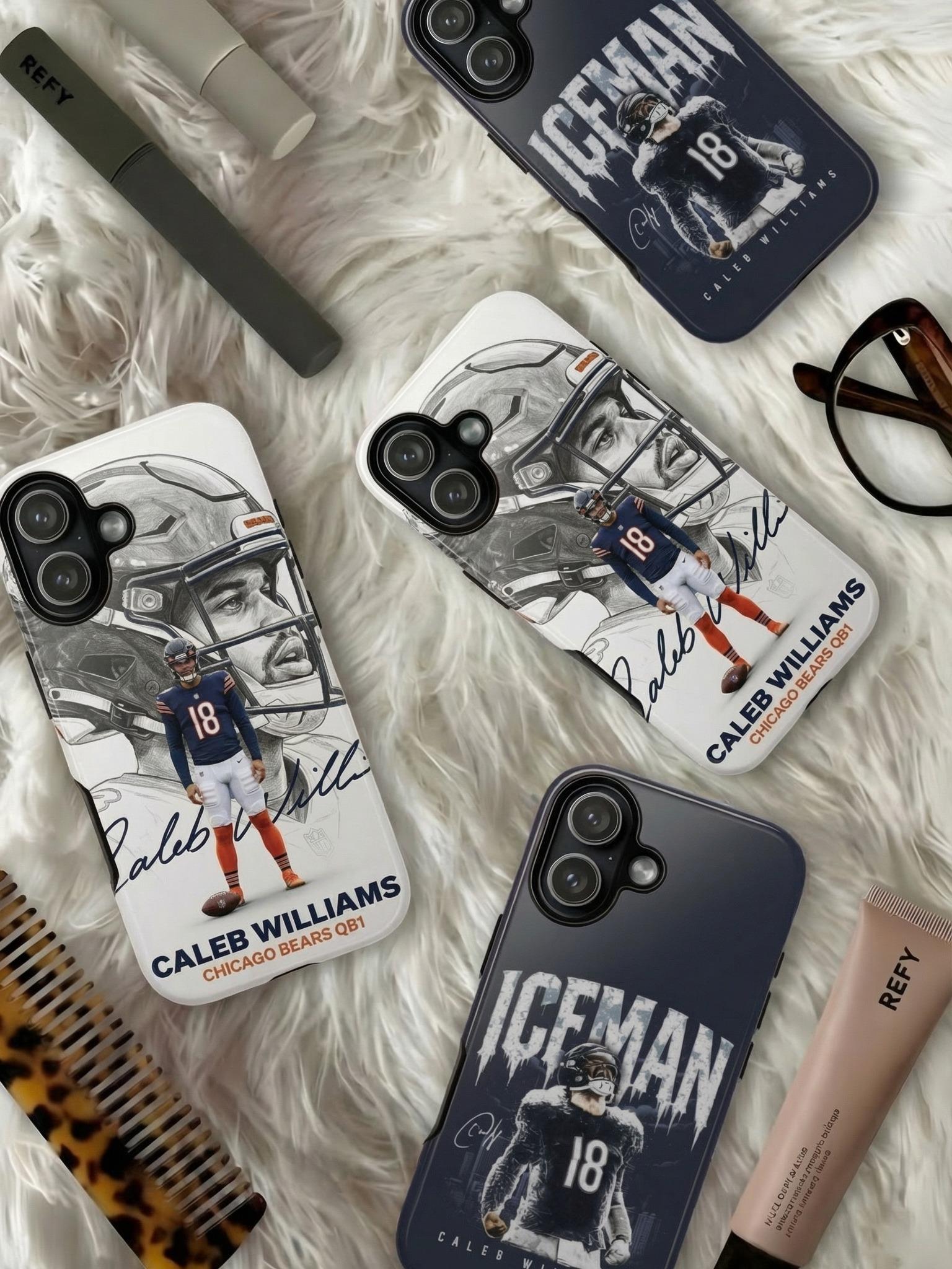 2 Style Caleb Williams Chicago Bears QB1 Inspire custom Sport Phone Case Collection for iPhone 17-11, Samsung S25-S21