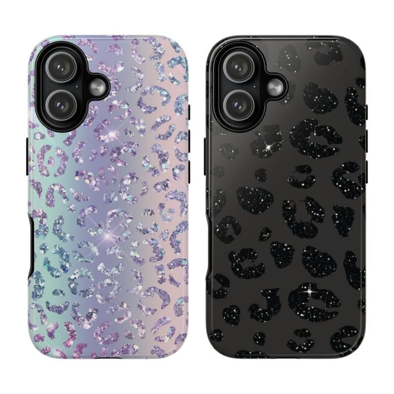2 Style Leopard Glitter Inspire custom Trendy Phone Case Collection for iPhone 17-11, Samsung S25-S21