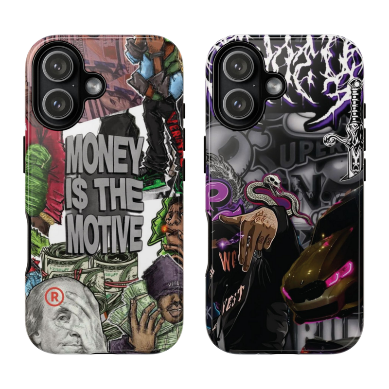2 Style Money is the Motive & Luxury Car Inspire custom Trendy Phone Case Collection for iPhone 17-11, Samsung S25-S21
