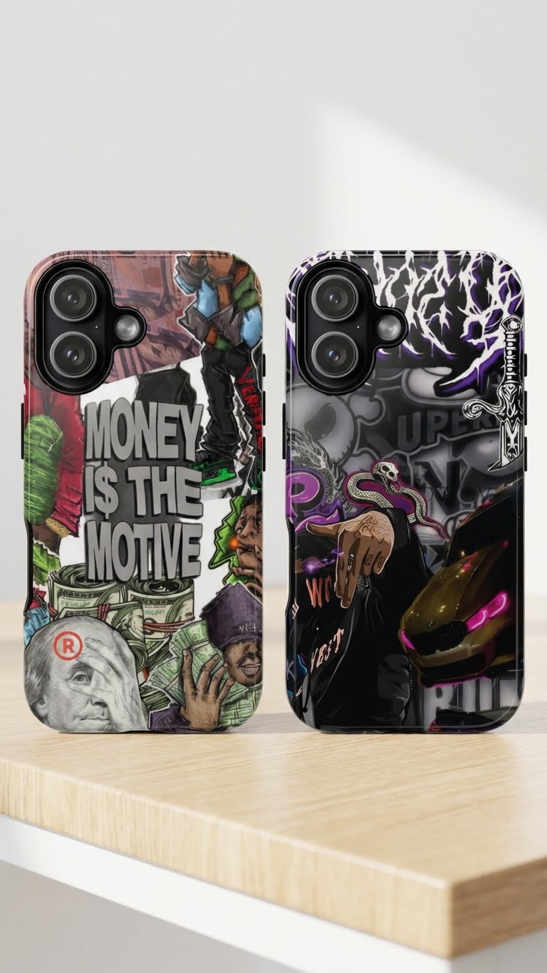 2 Style Money is the Motive & Luxury Car Inspire custom Trendy Phone Case Collection for iPhone 17-11, Samsung S25-S21