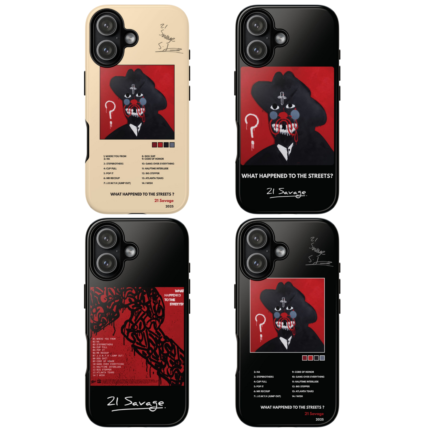 4 Style 21 Savage Rapper Inspire custom Artist Phone Case Collection for iPhone 17-11, Samsung S25-S21