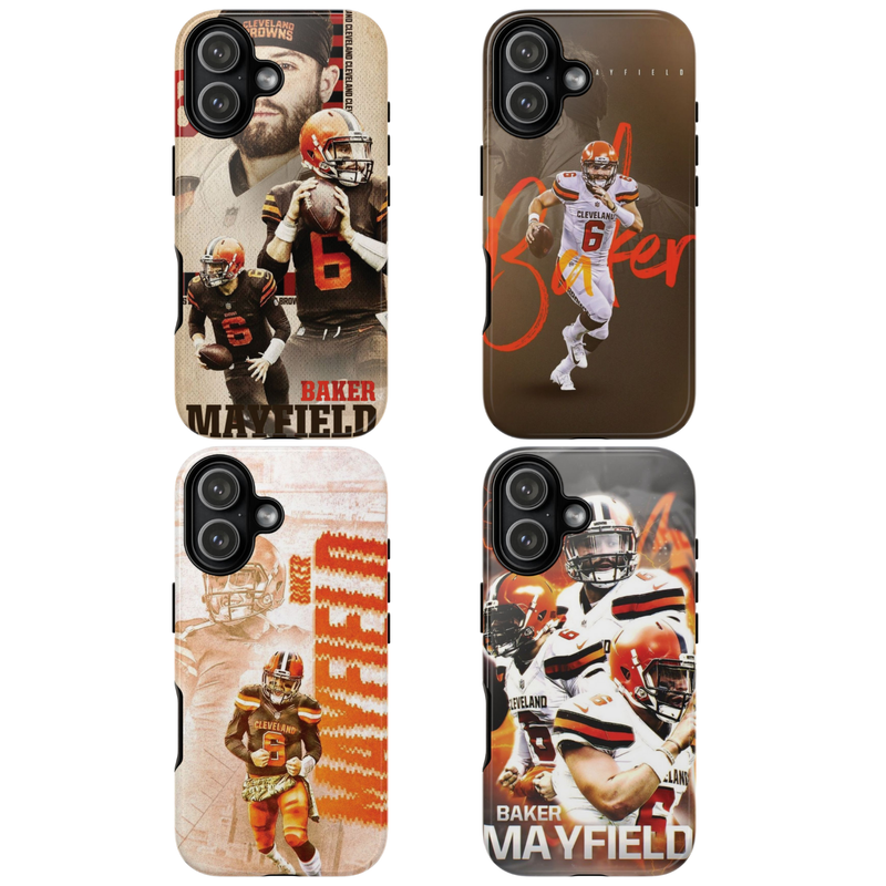 4 Style Baker Mayfield Football Player NFL Inspire custom Sport Phone Case Collection for iPhone 17-11, Samsung S25-S21