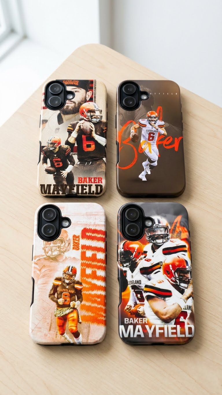 4 Style Baker Mayfield Football Player NFL Inspire custom Sport Phone Case Collection for iPhone 17-11, Samsung S25-S21