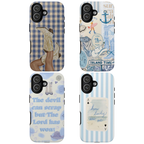 4 Style Blue Aesthetic Inspire custom Trendy Phone Case Collection for iPhone 17-11, Samsung S25-S21