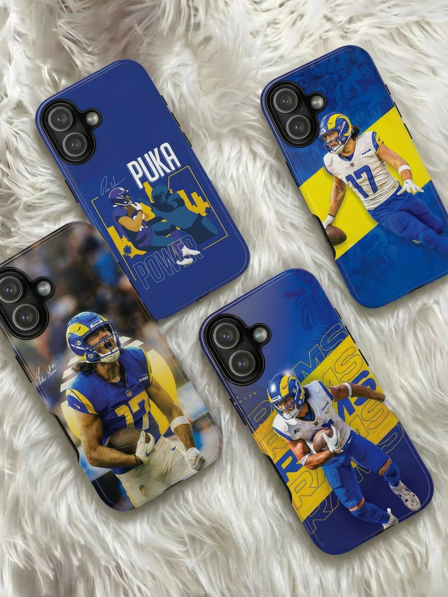 4 Style Puka Nacua Football Player Rams Inspire custom Sport Phone Case Collection for iPhone 17-11, Samsung S25-S21
