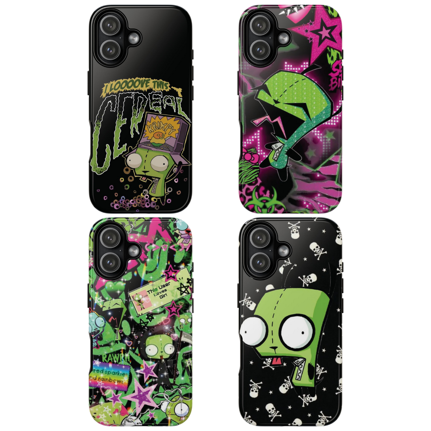 4 Style Invader Zim Inspire custom Trendy Phone Case Collection for iPhone 17-11, Samsung S25-S21