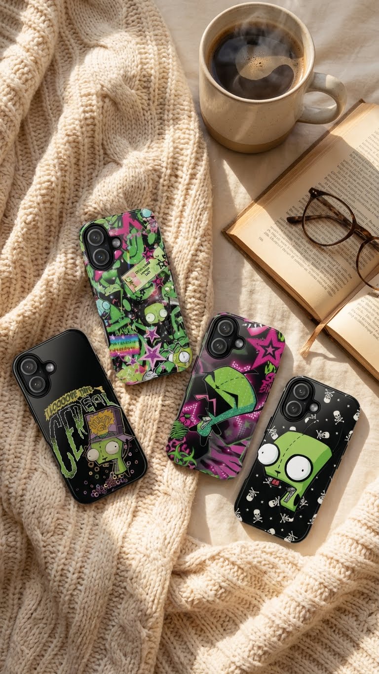 4 Style Invader Zim Inspire custom Trendy Phone Case Collection for iPhone 17-11, Samsung S25-S21