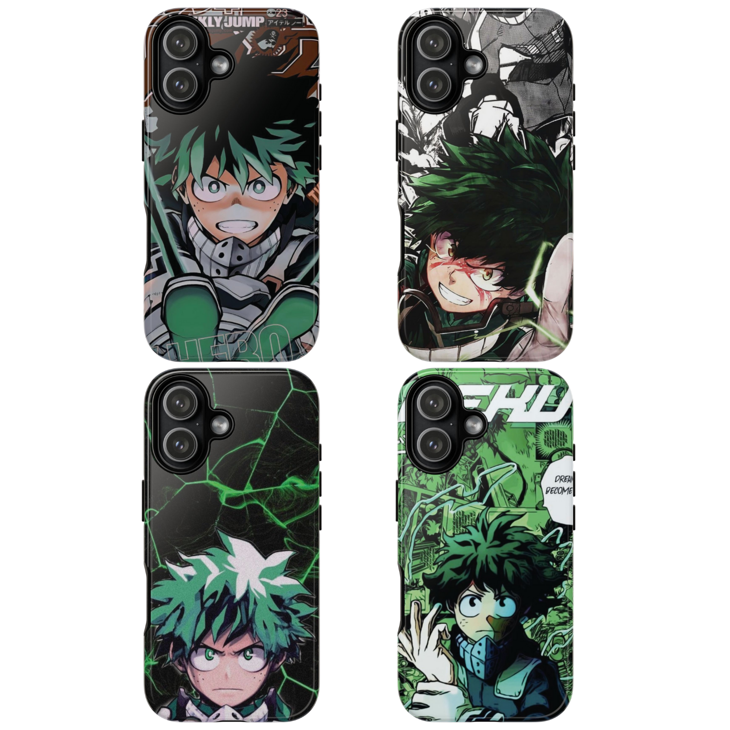4 Style Izuku Midoriya My Hero Academia Inspire custom Anime Phone Case Collection for iPhone 17-11, Samsung S25-S21