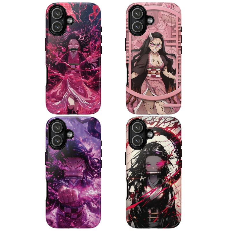 4 Style Nezuko Kamado Demon Slayer Inspire custom Anime Phone Case Collection for iPhone 17-11, Samsung S25-S21
