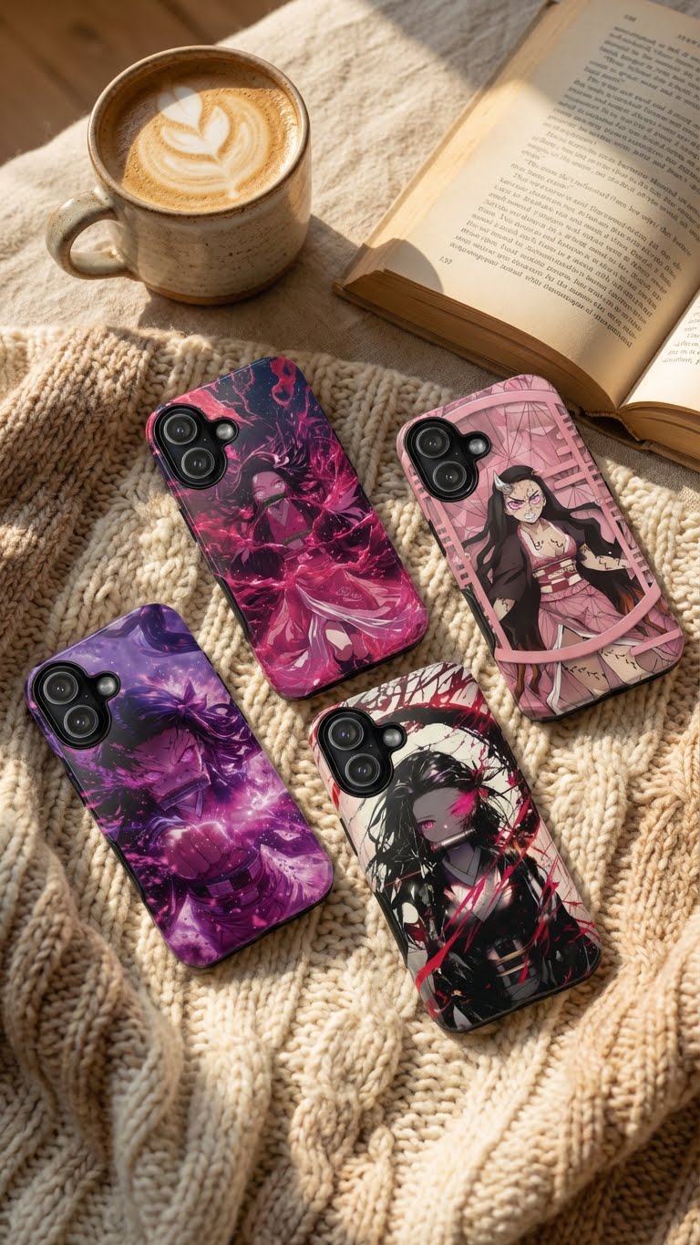 4 Style Nezuko Kamado Demon Slayer Inspire custom Anime Phone Case Collection for iPhone 17-11, Samsung S25-S21