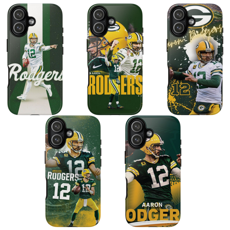 6 Style Aaron Rodgers Football Player NFL Inspire custom Sport Phone Case Collection for iPhone 17-11, Samsung S25-S21