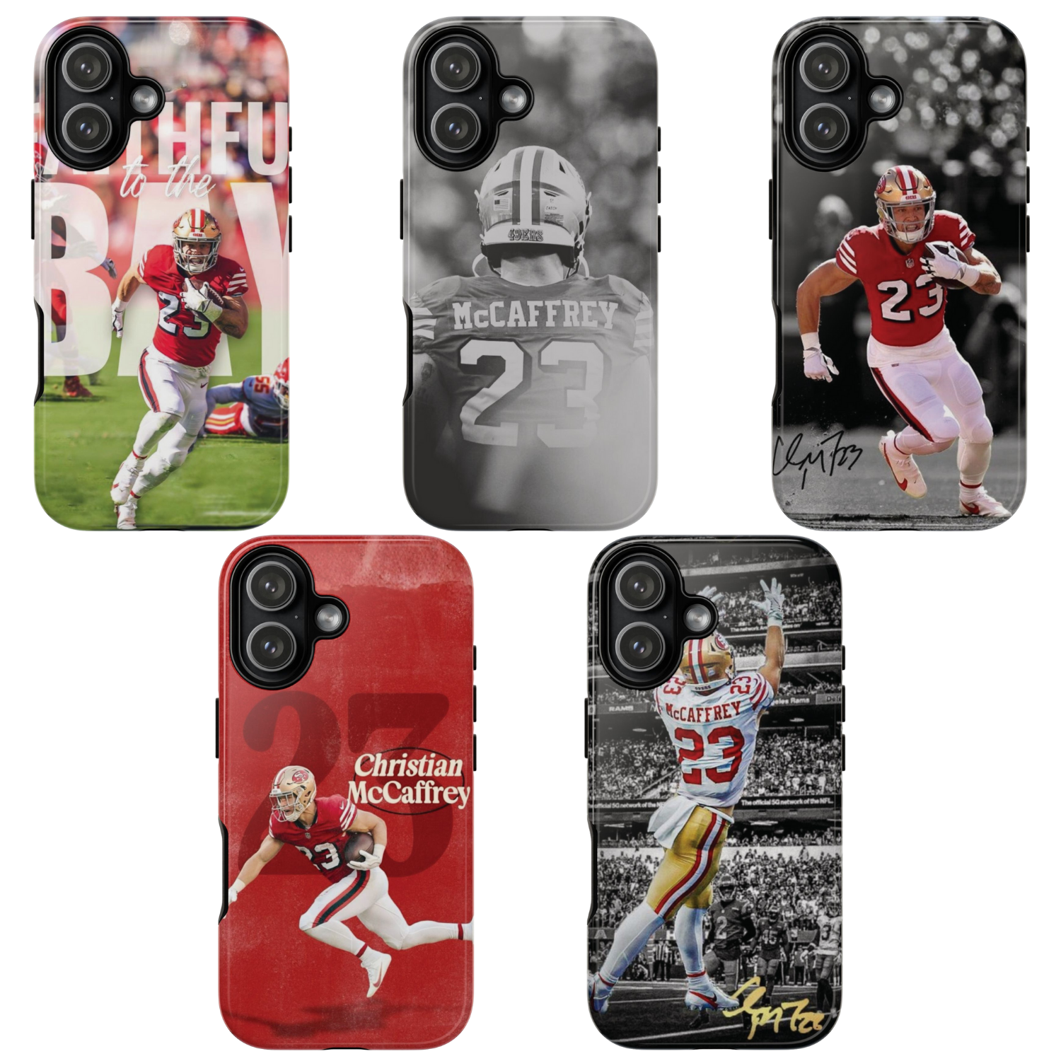 5 Style Christian McCaffrey Football Player NFL Inspire custom Sport Phone Case Collection for iPhone 17-11, Samsung S25-S21
