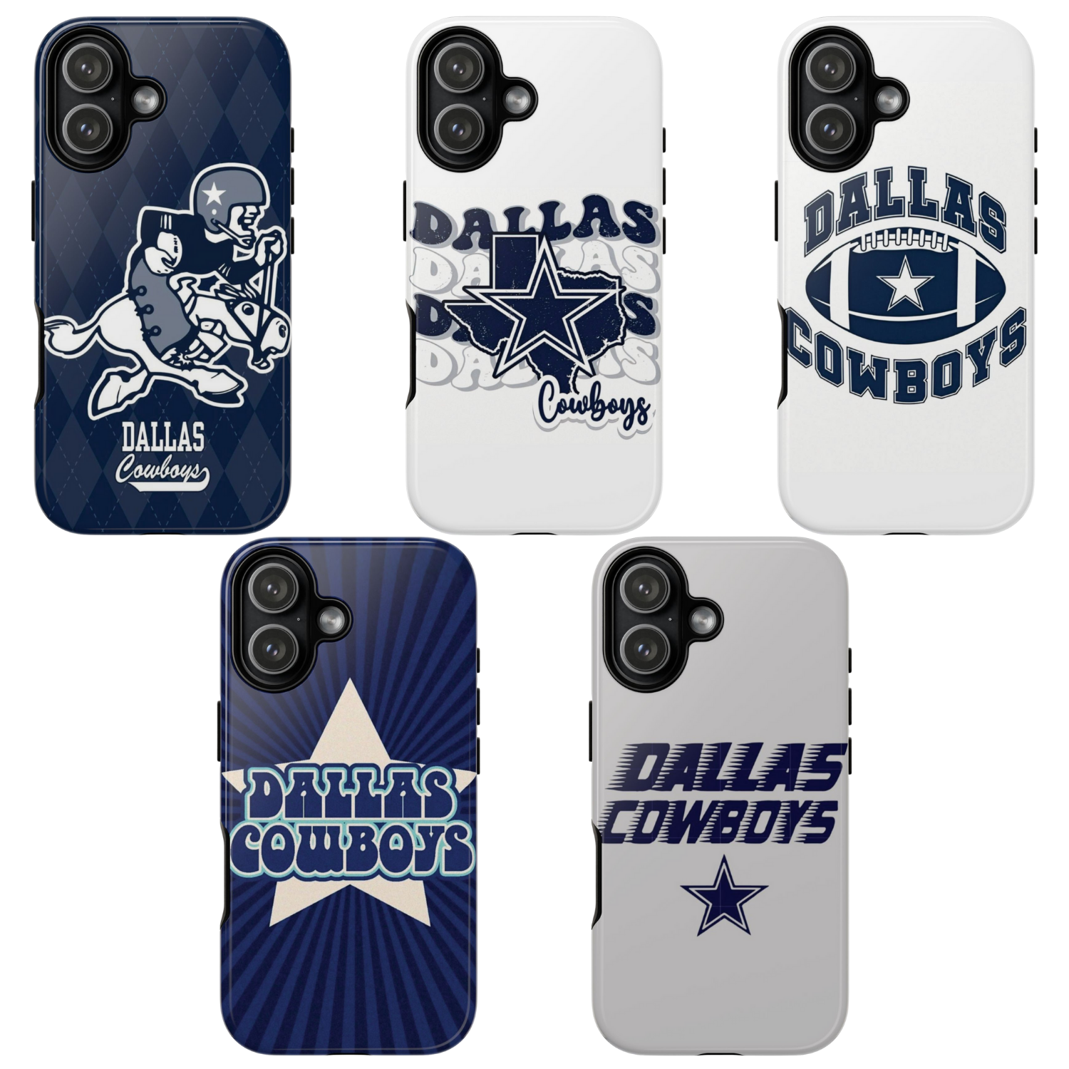 5 Style Dallas Cowboys Football Team NFL Inspire custom Sport Phone Case Collection for iPhone 17-11, Samsung S25-S21