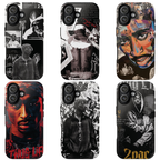 6 Style 2Pac Rapper Inspire custom Artist Phone Case Collection for iPhone 17-11, Samsung S25-S21