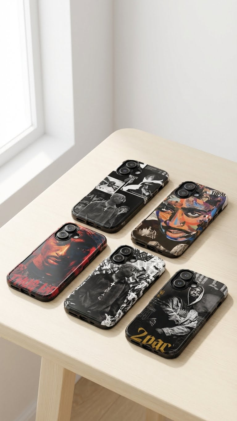 6 Style 2Pac Rapper Inspire custom Artist Phone Case Collection for iPhone 17-11, Samsung S25-S21