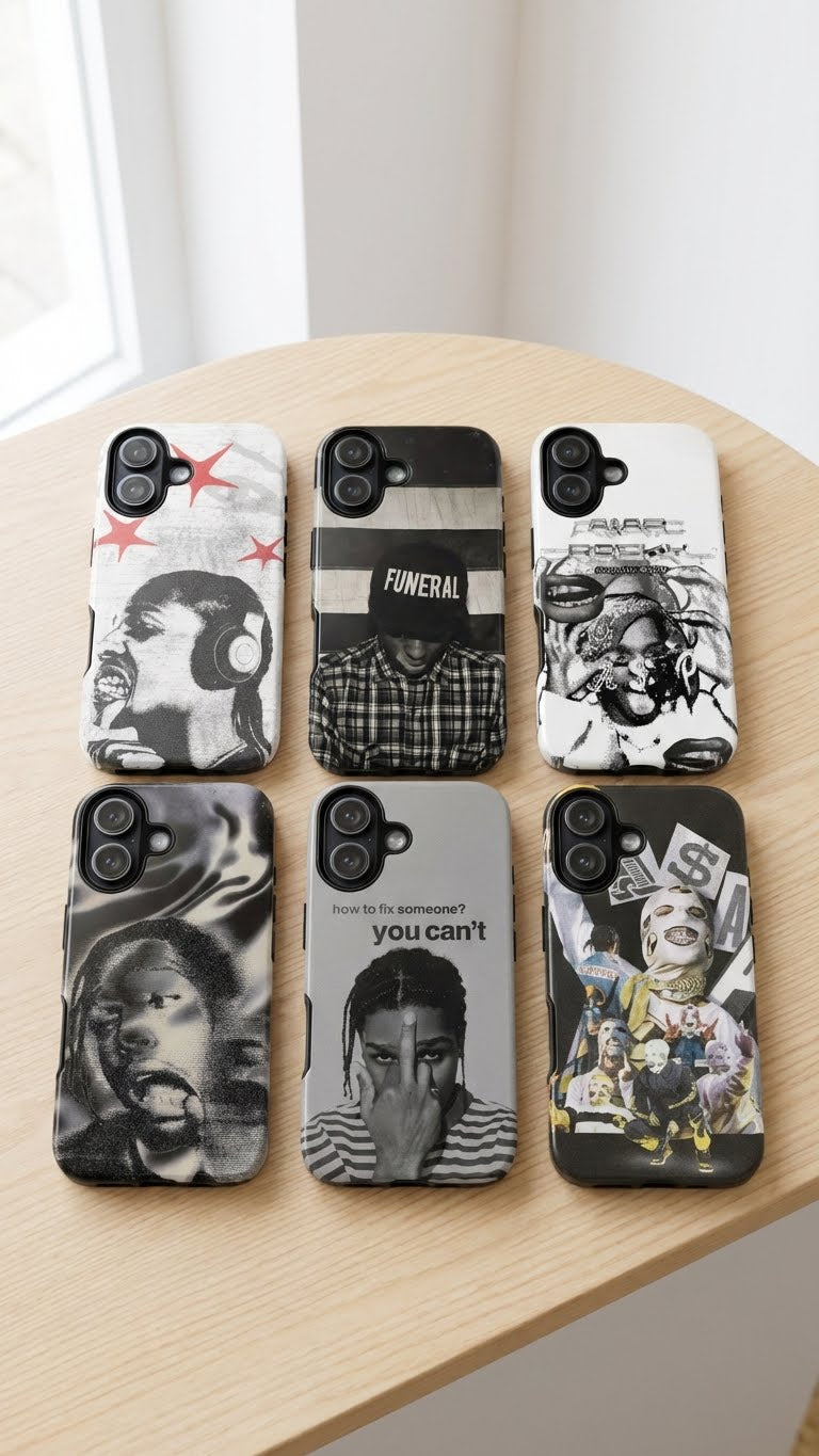 6 Style A$AP Rocky Rapper Inspire custom Artist Phone Case Collection for iPhone 17-11, Samsung S25-S21
