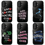 6 Style Anti Social Social Club Inspire custom Trendy Phone Case Collection for iPhone 17-11, Samsung S25-S21
