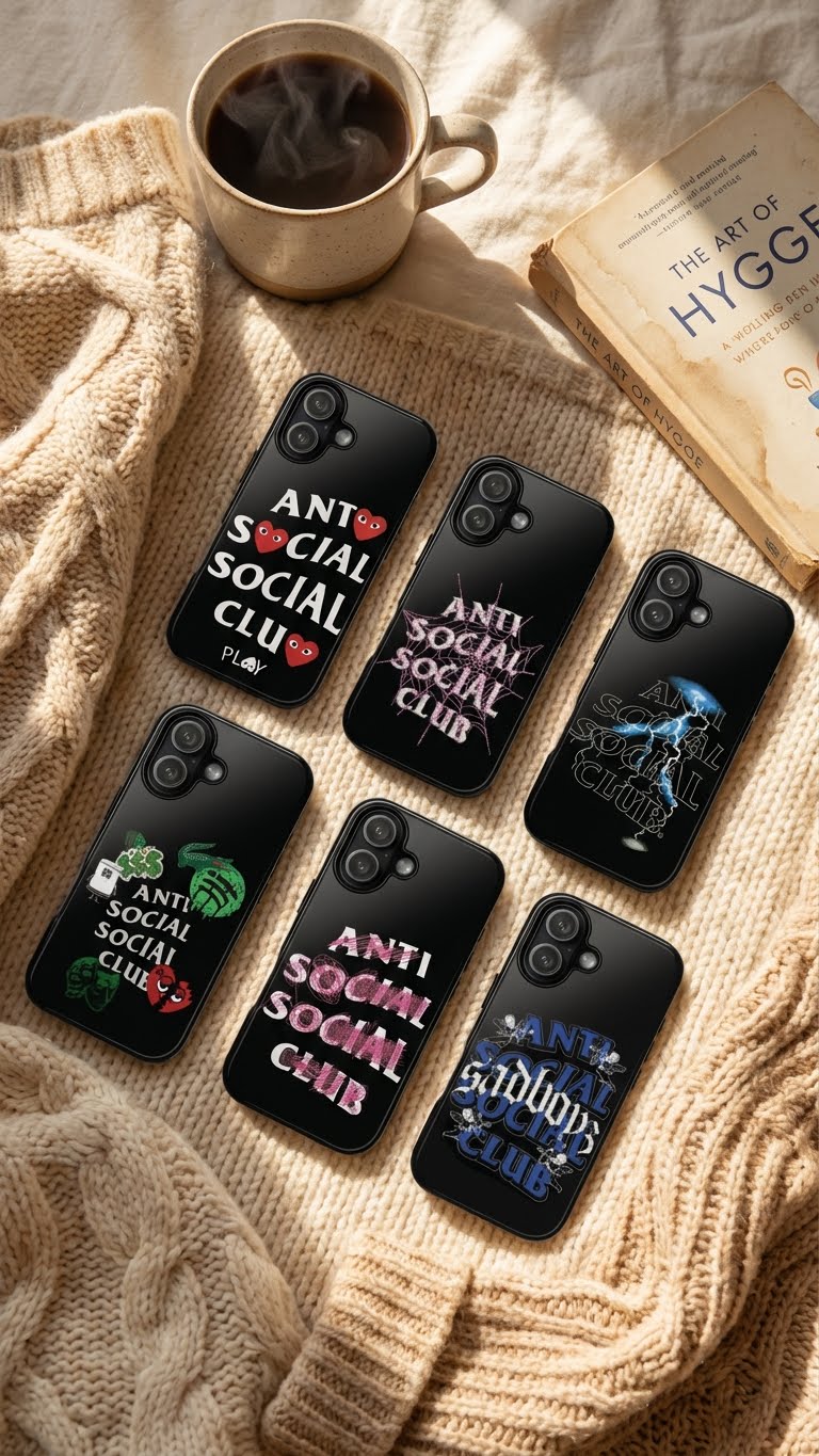 6 Style Anti Social Social Club Inspire custom Trendy Phone Case Collection for iPhone 17-11, Samsung S25-S21