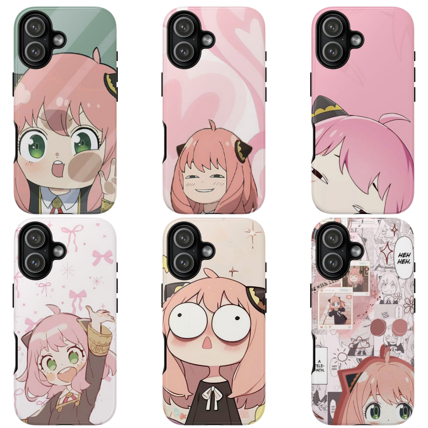 6 Style Anya Forger Spy x Family Inspire custom Anime Phone Case Collection for iPhone 17-11, Samsung S25-S21
