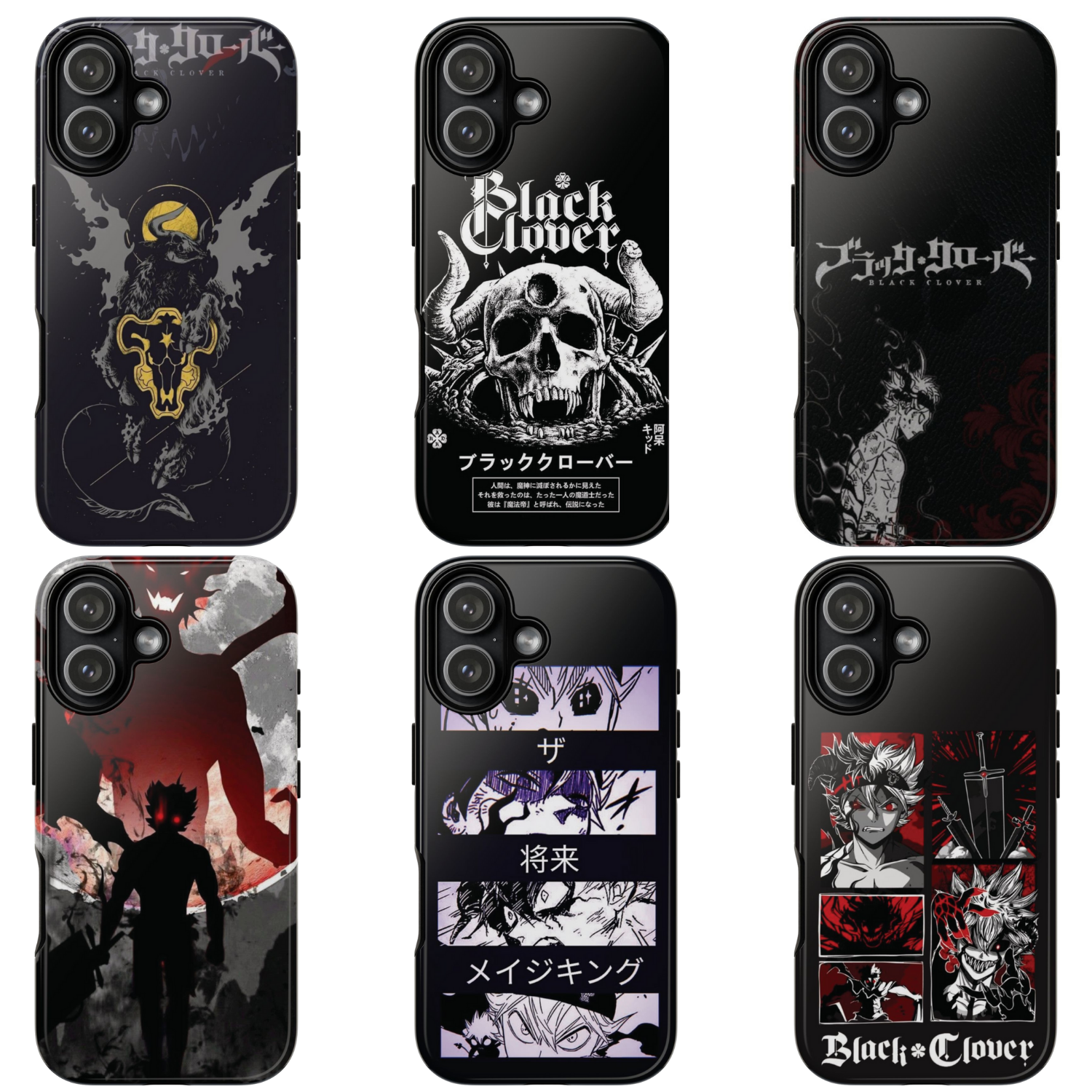 6 Style Asta & Yuno Black Clover Inspire custom Anime Phone Case Collection for iPhone 17-11, Samsung S25-S21