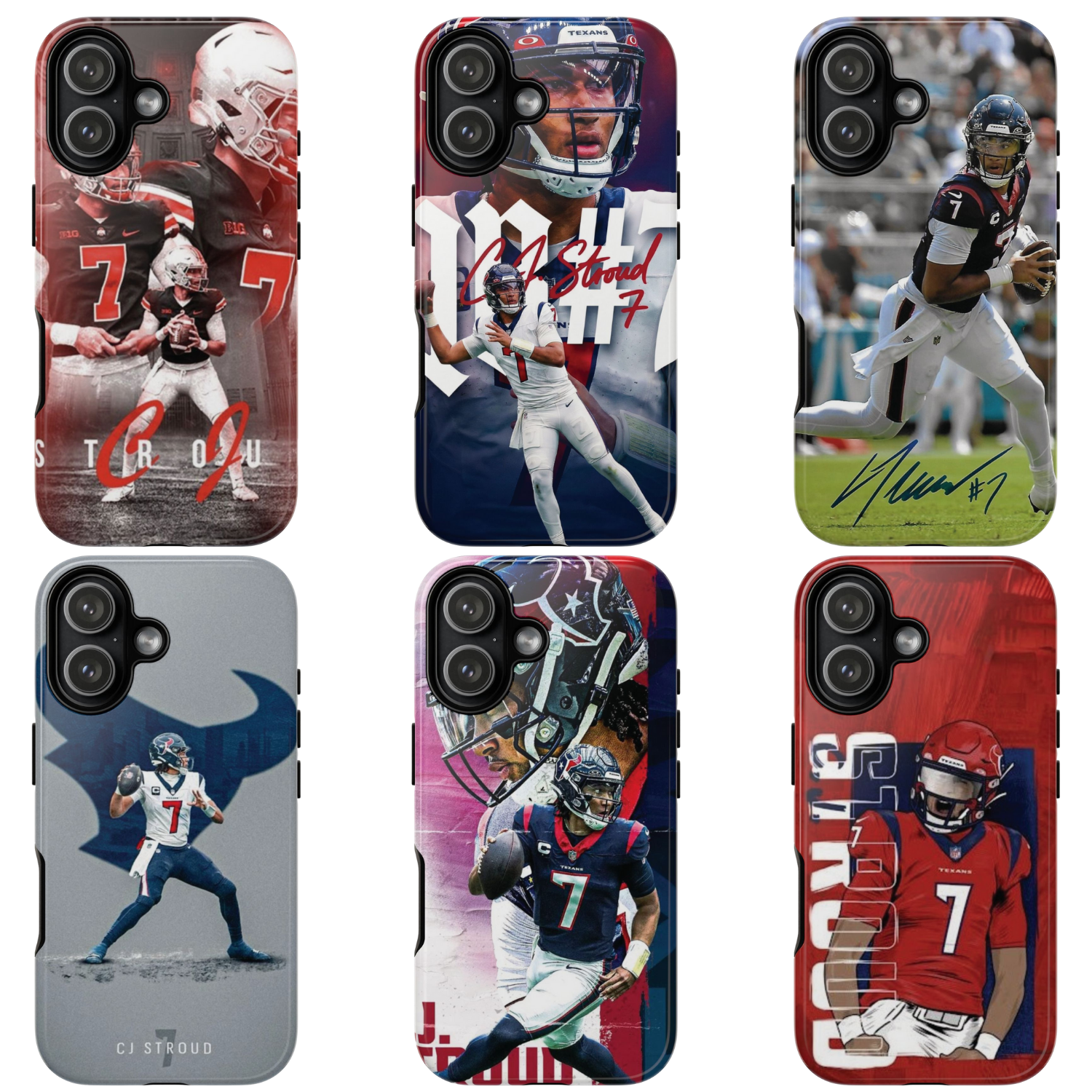 6 Style C.J. Stroud Football Player Houston Texans Inspire custom Sport Phone Case Collection for iPhone 17-11, Samsung S25-S21
