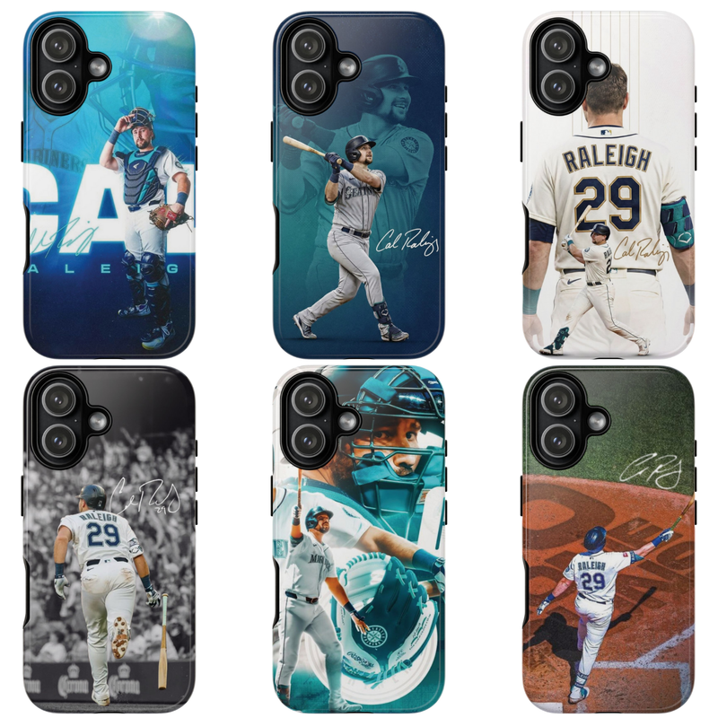 6 Style Cal Raleigh Baseball Player Seattle Mariners Inspire custom Sport Phone Case Collection for iPhone 17-11, Samsung S25-S21