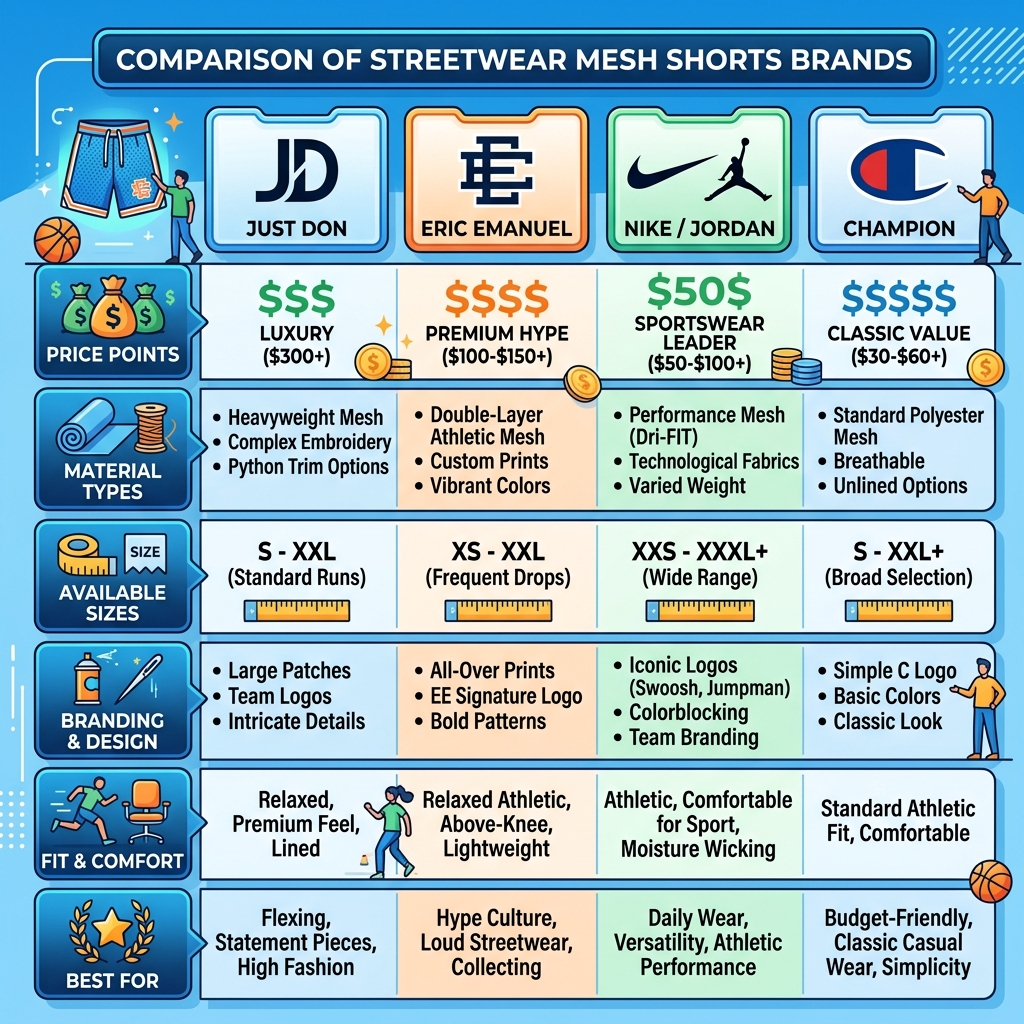 mesh shorts vs sweat shorts