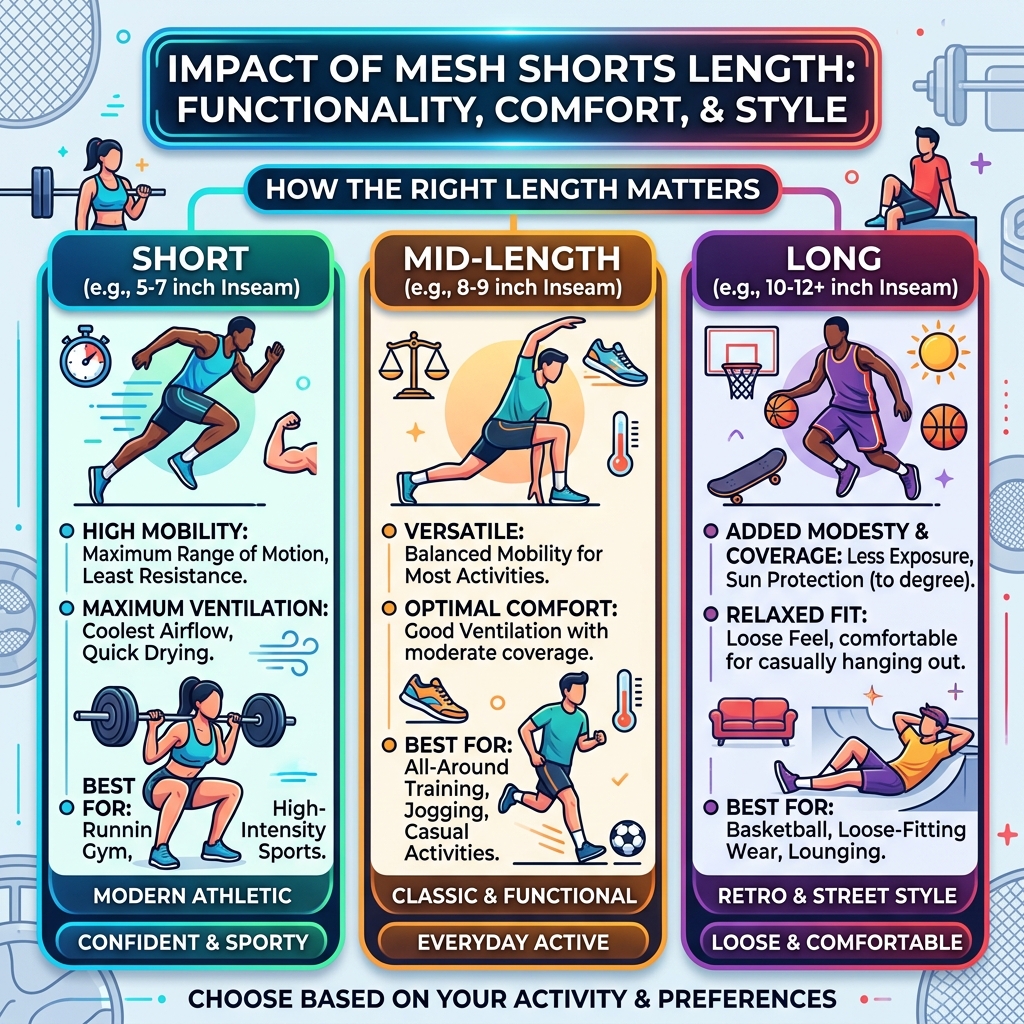 mesh shorts length