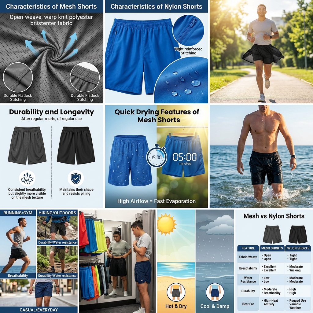 mesh vs nylon shorts