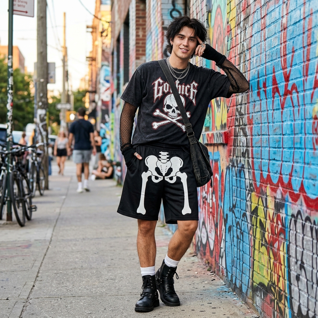skeleton mesh shorts