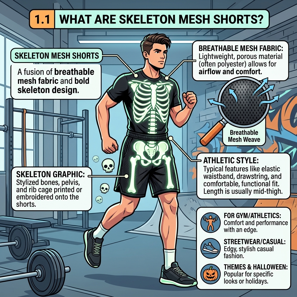 skeleton mesh shorts