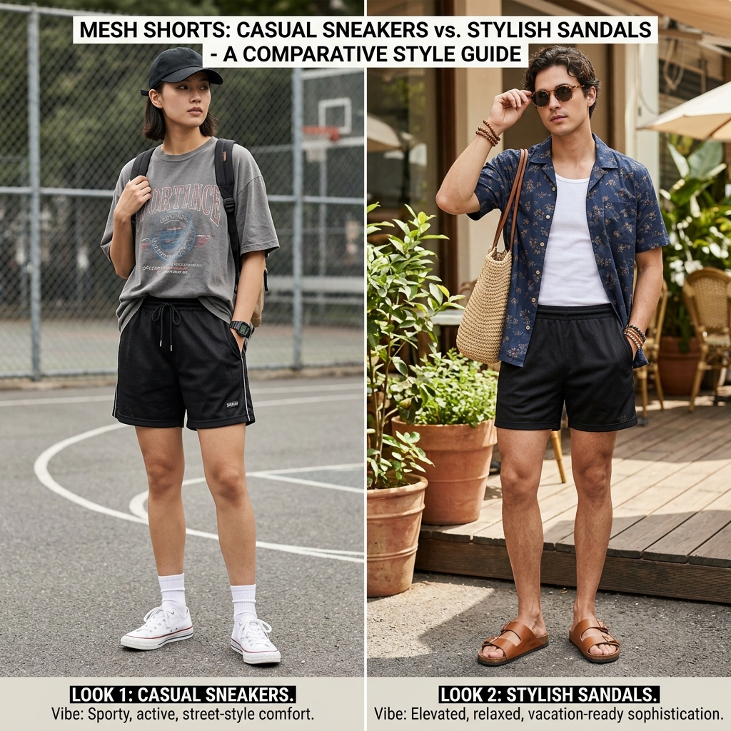 mesh shorts summer outfit