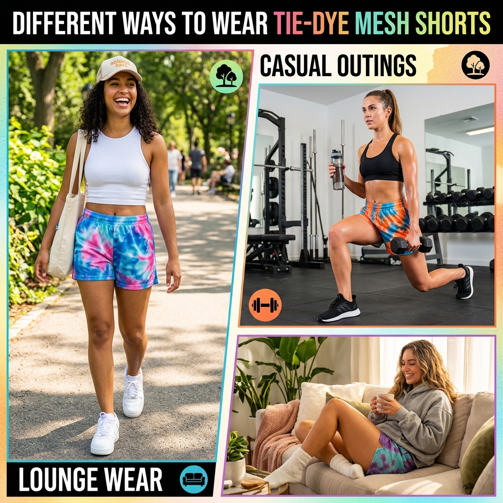 tie dye mesh shorts