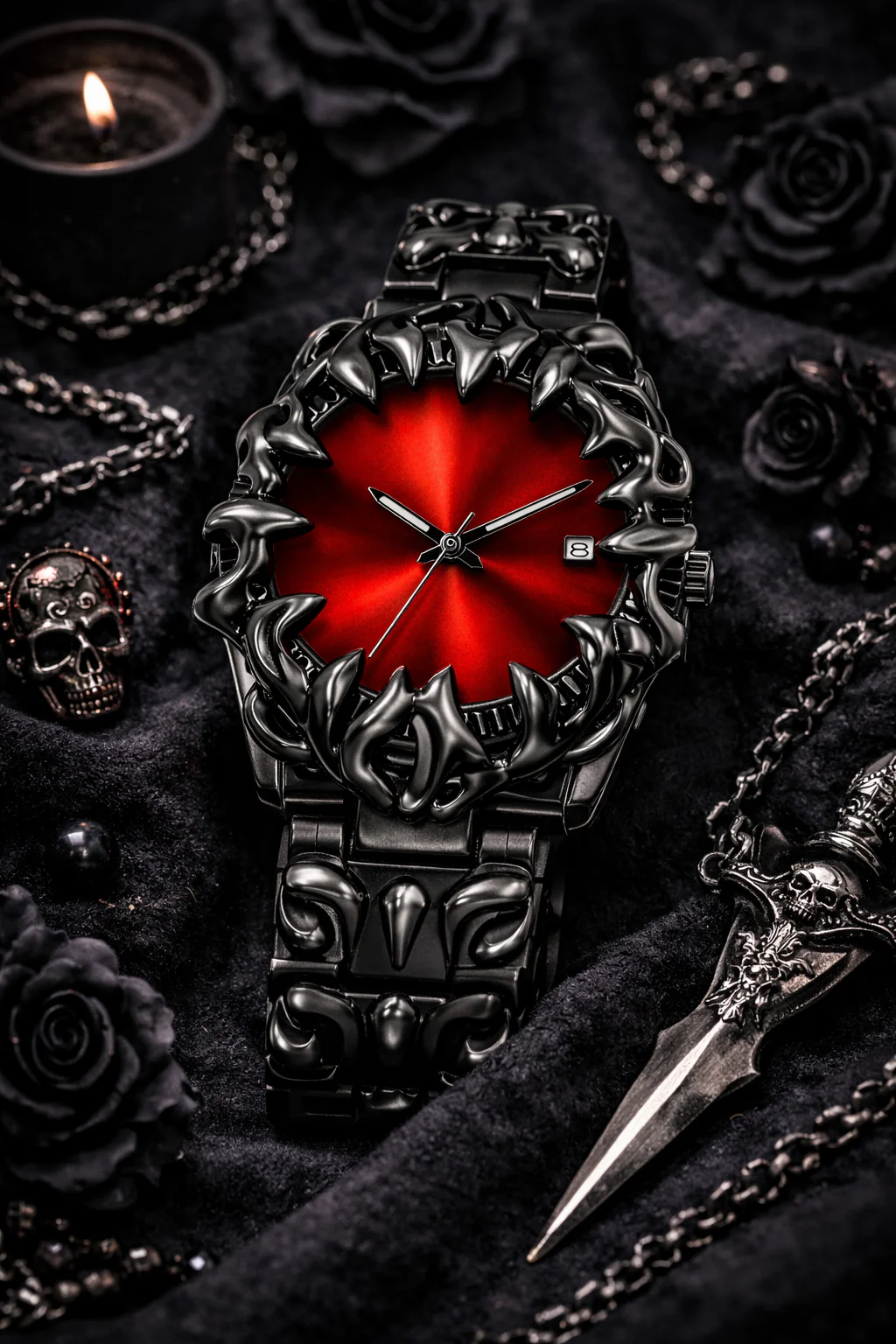 Imgi 38 Gothic Wristwatch With Red Dial